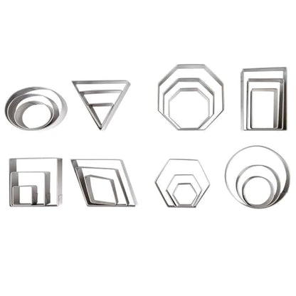 Ateco Plain Edge Geometric Shapes Cutters in Graduated Sizes, Stainless Steel, 24 Pc Set - size: #4845 Geometric Shapes