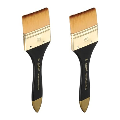 uxcell 2 Pcs Flat Paint Brush 2.36" Width Nylon Acrylic Painting Brushes Professional Paint Tools with Wooden Handle for Watercolor Oil Crafts Face Body Art, Yellow - size: 2.36"