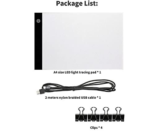 Portable A4 Tracing LED Board Light Box, Ultra-Thin Dimmable USB Cable Powered Artcraft Trace Light Pad Copy Boxes for Artists Tattoo Drawing, Sketching Tracer, Animation, X-ray