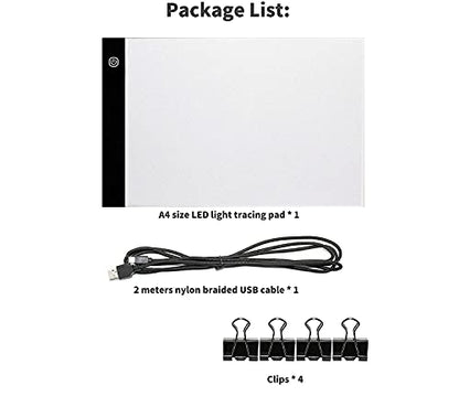 Portable A4 Tracing LED Board Light Box, Ultra-Thin Dimmable USB Cable Powered Artcraft Trace Light Pad Copy Boxes for Artists Tattoo Drawing, Sketching Tracer, Animation, X-ray