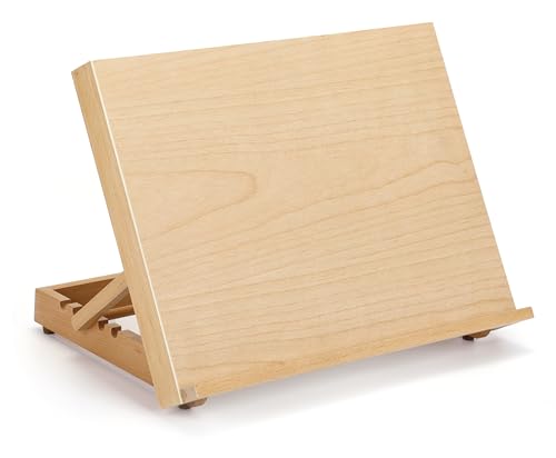Adjustable Beech Wood Tabletop Easels for Painting and Drawing Supplies - Portable Drafting Table & Art Stand, 5-Position Desk Easel with Smooth Art Board for Studio Sketching (16.5" x 12.5")