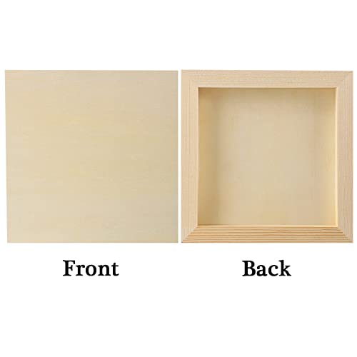 8 Pack Wood Panels 6 x 6 Inch Unfinished Wood Canvas Wooden Panel Boards for Painting, Pouring, Arts Use with Oils, Acrylics