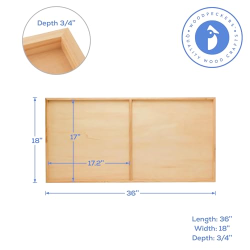 Birch Painting Panel 18 x 36 x 3/4-inch, Large Wood Canvas Boards for Painting, Blank Sign for Wall Art Sets, by Woodpeckers - size: 18 x 36