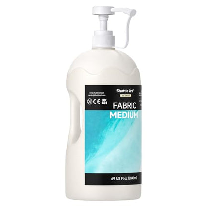 Shuttle Art Fabric Medium, 69 oz /2040ml Professional Textile Medium with Pump for Fabric Painting, Improve Acrylic & Fabric Paint Adhesion, Softness, Vibrancy, Prevent Fading, Ideal for T-Shirts,Shoes,Jeans,Bags - size: 69 Fl Oz (Pack of 1)