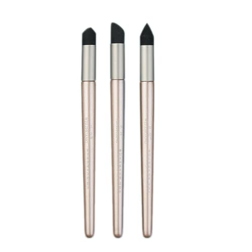 Color Shaper Tool Paint Brush Inclined Tip/Round Tip for Blending Smearing Detailing Highlighting, Color Shaper Tools Pastel Blending Tools Soft Pastel Silicone Oil Soft - color: Gold Set of 3
