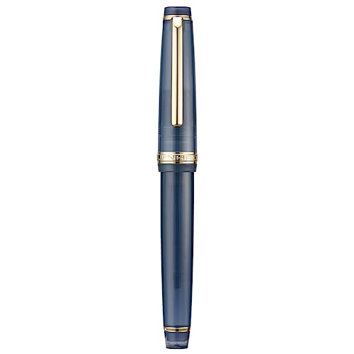 Jinhao 82 Acrylic Fountain Pen, Iridium Extra Fine Nib with Ink Converter, Transparent Dark Blue Classic Design Smooth Writing Pen (Gold Trim) - color: Dark Blue Clear (Gold Trim), style: Extra Fine (0.38 mm)