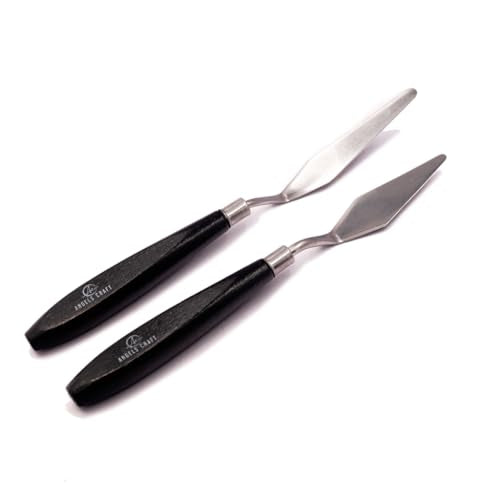 2 Pcs Stainless Steel Palette Knives Set - Flexible Blades Painting Pallet Knife for Oil Canvas Acrylic Paint Color Mixing