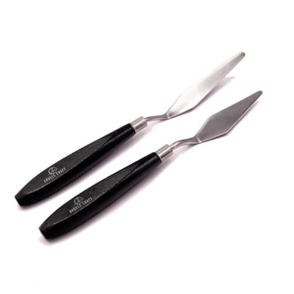 2 Pcs Stainless Steel Palette Knives Set - Flexible Blades Painting Pallet Knife for Oil Canvas Acrylic Paint Color Mixing