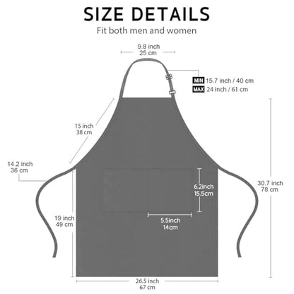 4 Packs Chef Apron, Waterproof Apron, Adjustable Aprons with 2 Pockets for Men Women, Professional Aprons for Kitchen Cooking Gardening Painting Baking Restaurant (Gray) - color: Gray