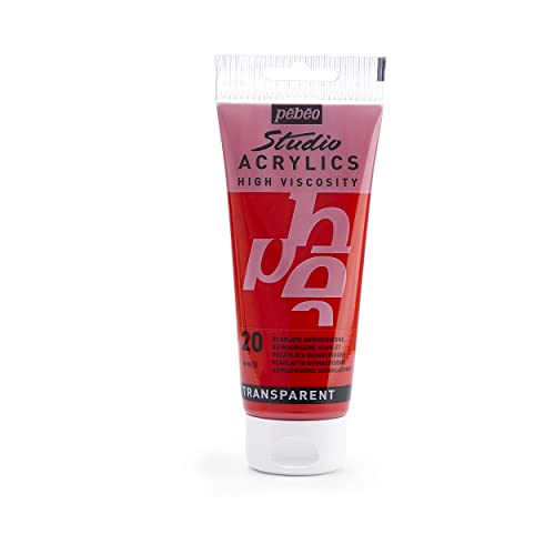 PEBEO - Acrylic Fine Studio Acrylics - Quinacridone Scarlet - Quinacridone Scarlet 100ml/3.38oz, 100 ml Tubes (831-020) - color: Quinacridone Scarlet