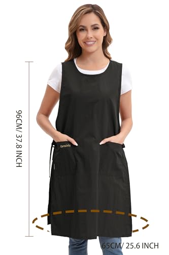 Nanxson Waterproof Apron with Pockets Plus Size Chef Apron | Side tie design,Split-piece apron,for Cooking Kitchen Baking Painting Grilling, - color: Black
