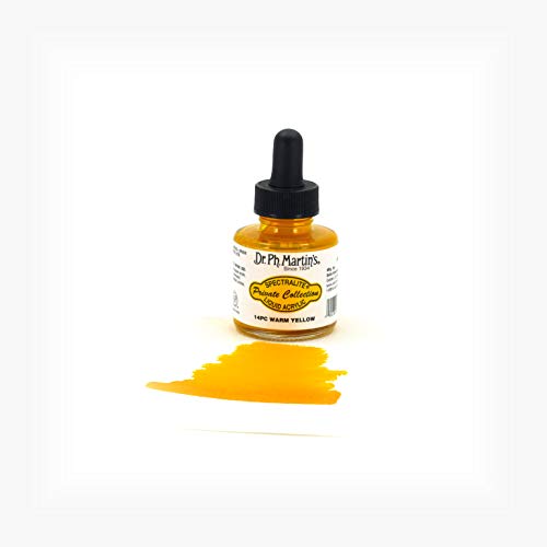 Dr. Ph. Martin's Spectralite Private Collection Liquid Acrylics (14PC) Arcylic Paint Bottle, 1.0 oz, Warm Yellow, 1 Bottle