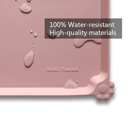 Hoki Found L Silicone Non Slip Pet Food Mats - Placemat for Dog Cat - Waterproof Dog Cat Food Mats - Carpet Friendly - Neutral Pink - color: Neutral Pink, size: 22" x 14"