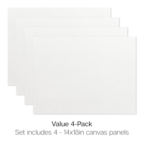 KINGART White Canvas Panel Set – Rectangle, 11x14 Inch, 4-Pack – 100% Cotton, Pre-Primed Gesso Artist Boards for Acrylic, Oil, Sketching, & Mixed Media Painting - color: White, size: 11" x 14"