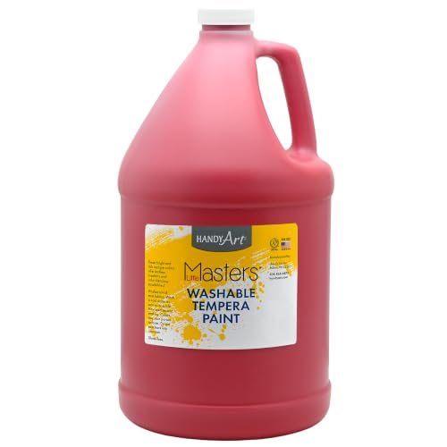 Handy Art Little Masters Washable Tempera Paint, Red, Gallon 128 oz | Bright & Mixable, High Opacity, Washable Colors for Classroom, Students, Kids, Young Artists, Safe & Non-Toxic, Made in USA - color: Red, size: 128 Fl Oz