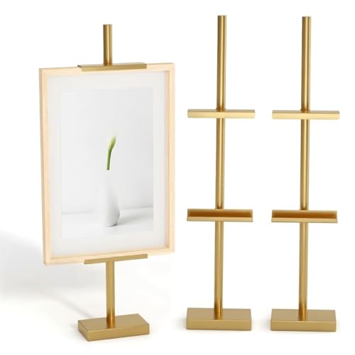 Adjustable Tabletop Easel Stand, Picture Easels for Display Up to 29" H, Gold Metal Picture Frame Holder Stand Table for Art, Photo (2 Pack) - color: Gold 2Pack