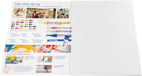 edding 30010 acrylic oil pad - white - 10 sheets in A3 - thick painting paper (300 gsm) - canvas-like paper for acrylic and oil paint, acid-free, ideal for professionals and beginners - color: 01: A3 - White