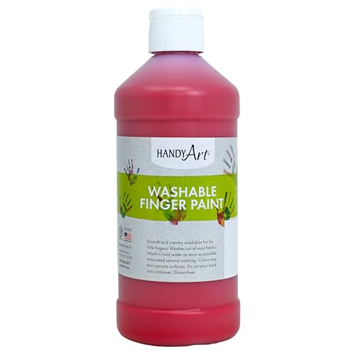 Handy Art Washable Finger Paint, Red, 16 oz Bottle, Easy Clean Up, Sensory Paints for Fingers & Hand Prints, Ages 3 & Up, Safe for Kids & Toddlers, AP Certified Non-Toxic, Made in USA - color: Red