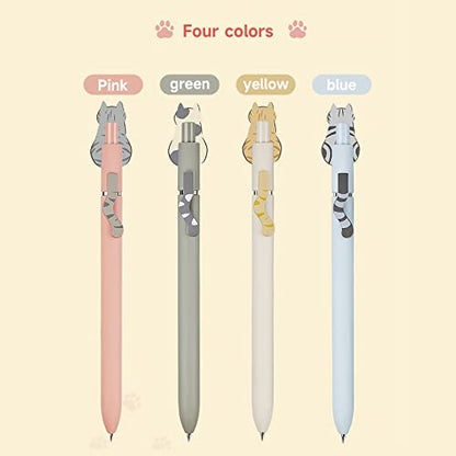 UIXJODO Cat Pens, 8 Pcs 0.5mm Cute Kawaii Black Ink Fine Point Smooth Writing, High-End Series Cat's Tail Retractable for Journaling Note Taking - color: 8 Pcs Cat