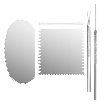 4Pcs Clay Sculpting Tools Set, Stainless Steel Metal Ribs for Pottery - Serrated Rib, Molding Scrapers, Ceramic Needle Tool, Feather Wire Texture Tool, for Ceramics Art Craft Supplies