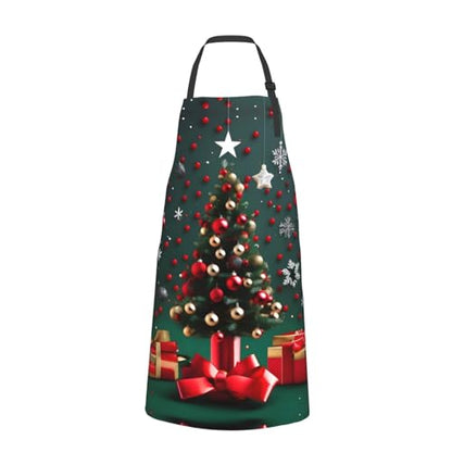 Cartoon heart sun Heavy Duty Waterproof Apron with Pockets for AdultsResistant Grilling, Gardening, Painting - color: Round Ball Christmas Tree