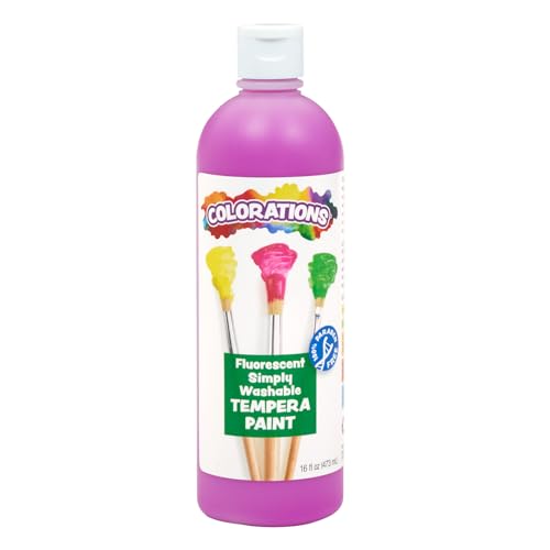Colorations - FSWTPU Washable Tempera Paint, 16 fl oz, Fluorescent Purple, Neon, Non Toxic, Vibrant, Bold, Bright, Kids Paint, Craft, Hobby, Fun, Art Supplies - color: Flaurescent Purple