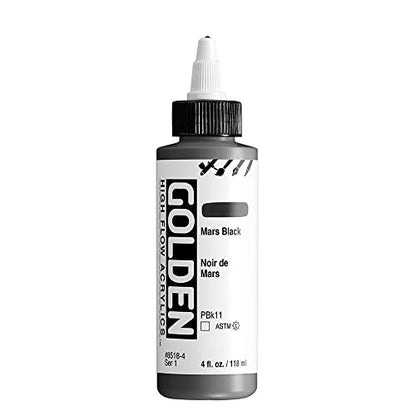 GOLDEN High Flow Acrylics, Mars Black, 4 fl. oz. Bottle, Professional Acrylic Paint, Transparent