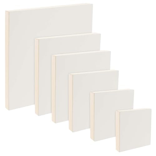 Da Vinci Pro Resist-Grip Coarse Textured Gesso Board, 6 Multi-Size Squares, 3/4" Depth Art Boards for Painting, White Acrylic Polymer with Quartz Sand, Warp-Resistant Cradled and Sealed MDF Panel