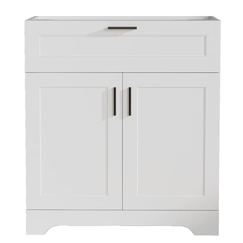 30 inch Bathroom Vanity Without Sink, Wood Cabinet Set, Storage Cabinet with Doors and Drawers, Freestanding Vanity for Bathrooms, Painted Surface (White, 30 inch Without Sink) - color: White, size: 30 inch Without Sink