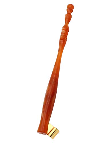 XIAOYU Calligraphy Oblique Nib Pen Holder, English Calligraphy Pen Nib Holder, Resin Dip Pen Handle Nib Holder with 5 Flat Nibs, Brown - color: Brown