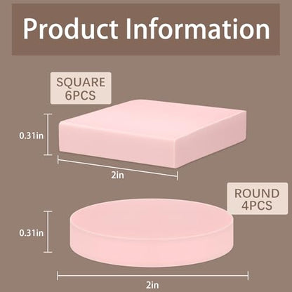 10 Pcs Rubber Stamp Carving Blocks Pink Soft Linoleum Blocks Round 2x2in and Square 2x2 in Carving Kit for Stamp Soft Rubber Crafts and DIY Craft Project - color: 6 Square Pieces 4 Round Pieces