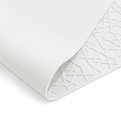 Modern Silicone Placemat Set of 2- Table Protector for Dining Room Table, Kitchen, Craft Mat- Non-Toxic, Anti-Slip, Dishwasher Safe, BPA Free, Heat Resistant - (White) - color: White
