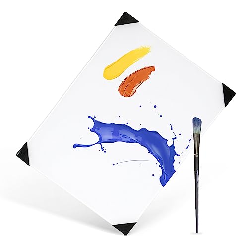 Glass Palette for Oil Painting 12 x 9 Inches, Paint Mixing Palette for Acrylic Painting, Ultra White, Painting Supplies for Use with All Art Media, Artists, Adults - 1 Pack - color: 1pc-white, size: 12" x 9" x 0.2"