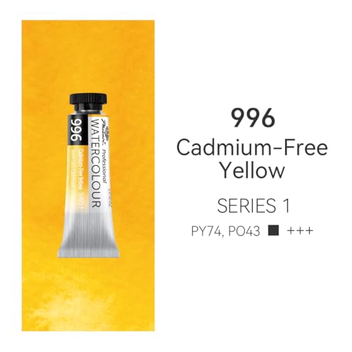 PHOENIX Professional Watercolor Paint Single Tube - 0.47 Fl Oz / 14ml - Cadmium-Free Yellow - color: Cadmium-Free Yellow, size: 0.47 Fl Oz (Pack of 1)