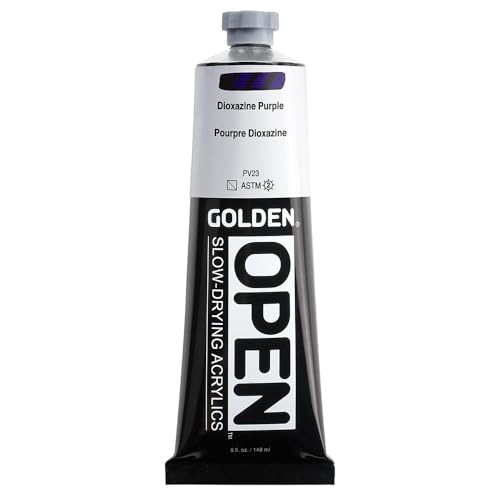 GOLDEN OPEN Slow-Drying Acrylics, Dioxazine Purple, 5 fl oz. tube, Professional Acrylic Paint, Semi-Transparent - color: Dioxazine Purple, size: 5 Fl Oz (Pack of 1)