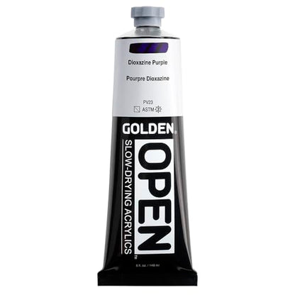GOLDEN OPEN Slow-Drying Acrylics, Dioxazine Purple, 5 fl oz. tube, Professional Acrylic Paint, Semi-Transparent - color: Dioxazine Purple, size: 5 Fl Oz (Pack of 1)