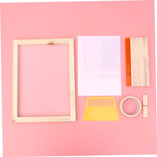 STOBOK Silk Screen Printing Kit with Squeegees Inkjet Transparency Film Frame and Mask Tape DIY Printing Projects and Family Activities