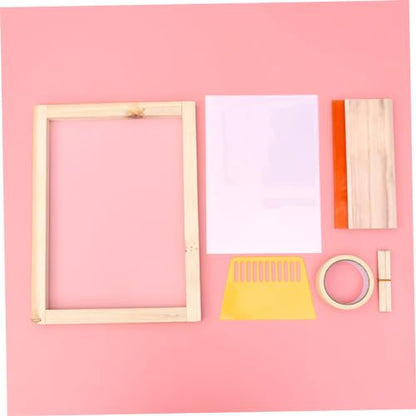 STOBOK Silk Screen Printing Kit with Squeegees Inkjet Transparency Film Frame and Mask Tape DIY Printing Projects and Family Activities