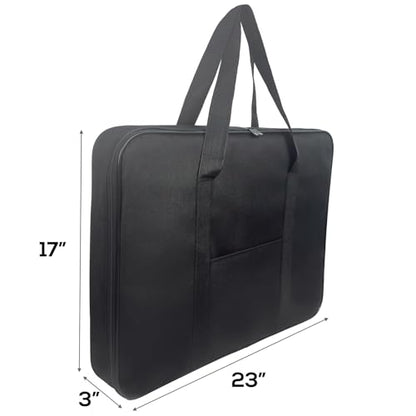 JJRING Art Portfolio Case, Wire Framed Nylon Portfolio Tote, Art Storage Bag in 23 Inches by 17 Inches, Great Carrying Bag for Artworks, Posters, Drawings, Prints(Black) - size: 23 Inches by 17 Inches