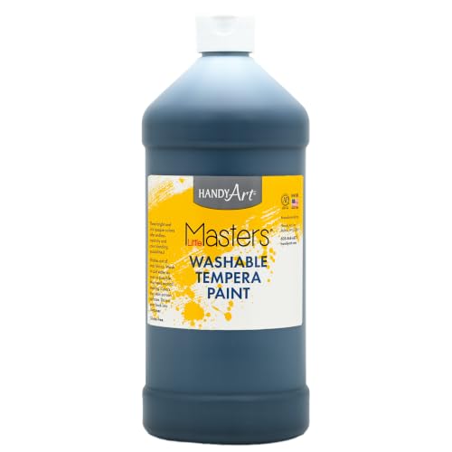Handy Art Little Masters Washable Tempera Paint, Black, 32 oz Bottle | Bright & Mixable, High Opacity, Washable Colors for Classroom, Students, Kids, Young Artists, Safe & Non-Toxic, Made in USA - color: Black, size: 32 Fl Oz (Pack of 1)