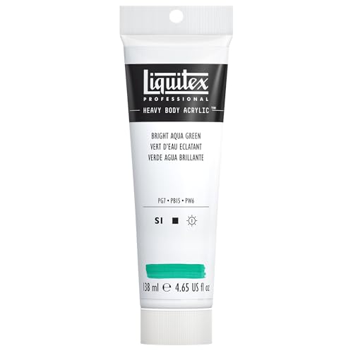 Liquitex Professional Heavy Body Acrylic Paint, 4.65-oz (138ml) Tube, Bright Aqua Green - color: Bright Aqua Green, style: 4.65-oz Tube