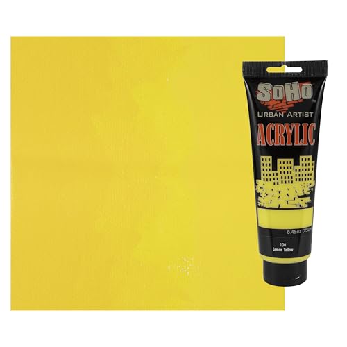 Soho Urban Artist Heavy Body Acrylic Paint - 250 ml Tube - Lemon Yellow - Thick, Rich Color, Excellent Coverage, Professional Quality - Artists Acrylic Paint - color: Lemon Yellow, size: 8.45 Fl Oz (Pack of 1)