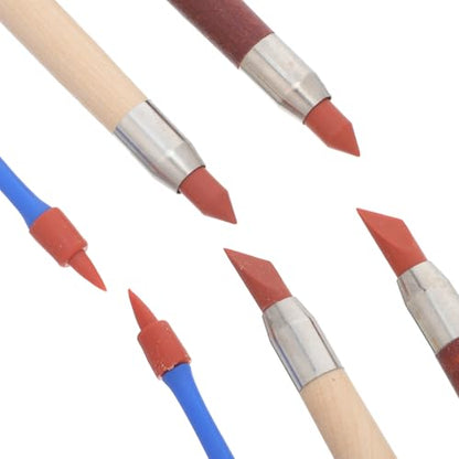 Holibanna 6pcs Silicone Tip Clay Sculpting Tools - Double Head Clay Color Shapers - Paint Drawing Blending Brushes for Pottery Polymer Crafts