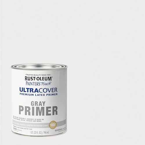 Rust-Oleum Brush On Acrylic Paint 1980502 Painters Touch Quart Latex, Flat Gray Primer, 1 (Pack of 1), 32 Fl Oz - color: Flat Gray Primer, size: 1 Quarts (Pack of 1)