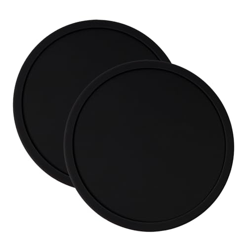 ONLYKXY 2pcs Silicone Round Bar Coaster Tea Coaster Modern Cup Drink Mat Plate Creative Rug Mug Pad for Table Countertop Desk Cold Hot Drink Beverage Coffee Tea Kitchen Home Decor (Black) - color: Black