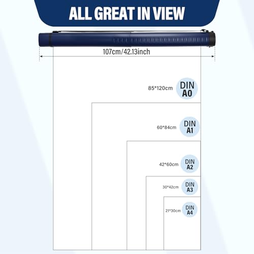 DEWEL Adjustable Poster Tube 24.5"-42", Waterproof Plastic Document Storage Tube Telescoping Carrying Case, Light Resistant Drawing Tube Painting Picture Tube Holder (Dark Blue-Large Size) - color: Dark Blue (Polygon), size: Large