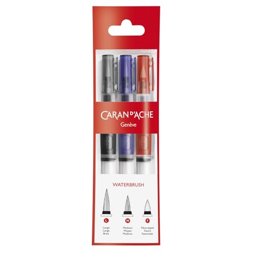 Caran Dash Water Brush Felt Pen 0115-303, Set of 3, Pump Type