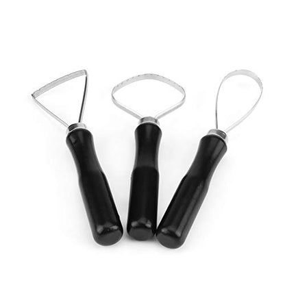 3pcs Pottery Clay Sculpting Tools Big Ceramic Loop Tool with Steel Flat Wire