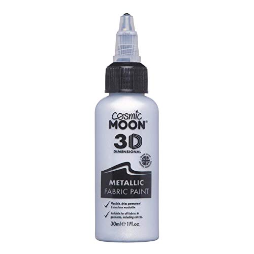 Cosmic Moon - Metallic 3D Fabric Paint - 1.01fl oz - Silver - Textile paint for clothes, t-shirts, bags, shoes & canvas - color: Silver
