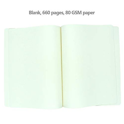 Thick Sketchbook 660 Pages Notebook Soft Faux Leather Cover Journal 80GSM Paper Notepad Drawing Book Memo Writing Sketch Pad Diary Notebook - color: Blue, size: A5